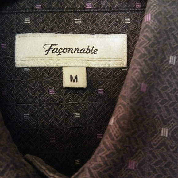 Faconnable Gray With Prints Casual Dress Shirt - Picture 3 of 8